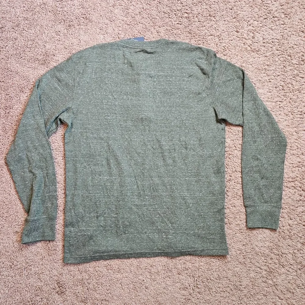 NWT St Johns Bay Henley Shirt Men L Olive Green Long Sleeve Buttons Casual - Picture 2 of 13